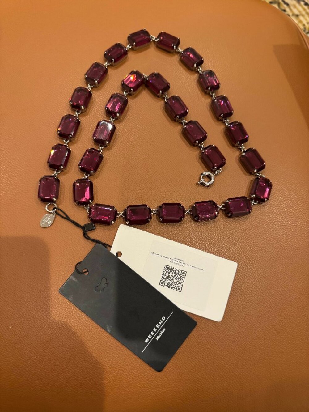 Weekend MAXMARA Purple Resin Crystal Statement Necklace/Belt